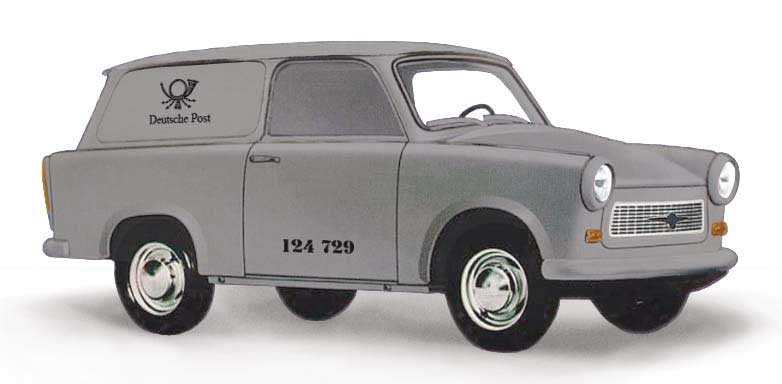 1975 Trabant P601 Universal Kombi Station Wagon - Assembled -- German Post (gray, black, German Lettering)