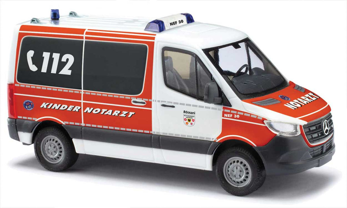 2018 Mercedes-Benz Sprinter SWB High-Roof Ambulance - Assembled -- Kinder NEF Rettungsdienst Dortmund (red, white, German Lettering)