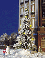 Christmas Tree -- w/7 Yellow Lights & Snowman