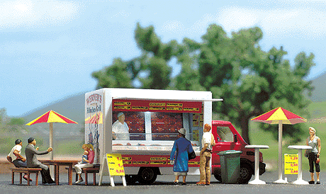 Iveco Daily Concession Van with Working Lights - Assembled -- Umi's Grill (blue, yellow, German Lettering)-1