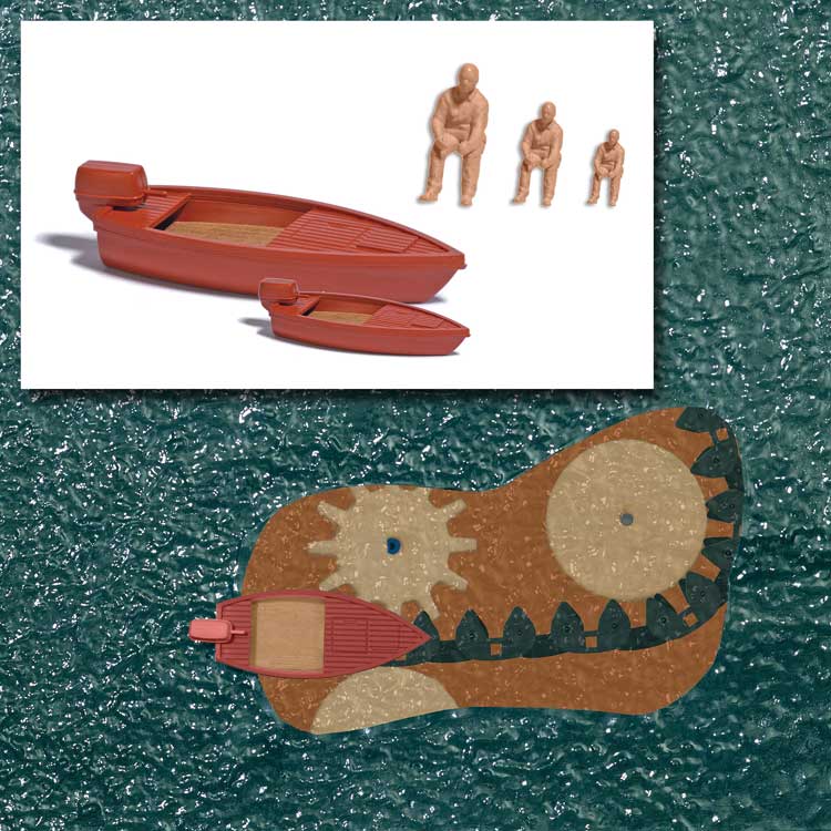 Lake w/Electric Powered Boat - Kit -- 10-1/4 x 18-7/8"  26 x 48cm-3