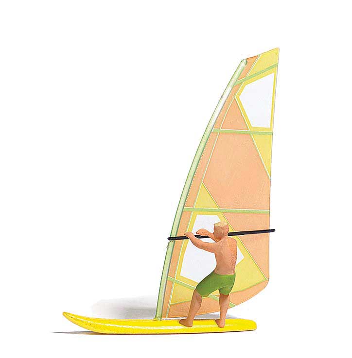 Motorized Windsurfer Kit -- Figure on Wind Surfboard, Water Sheet, Motor with Drive Mechanism-1