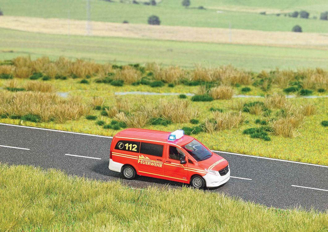 Mercedes-Benz Vito Passenger Van w/Working Lights - Assembled -- Fire Department (red, white, German Letering)