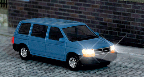 Chrysler Voyager Van with Working Headlights and Taillights - Assembled -- Black-1