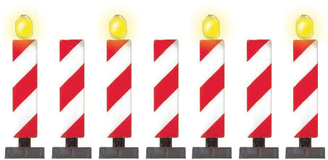 Highway Construction Markers/Stanchions -- 4 w/LED Lights, 3 Unlighted