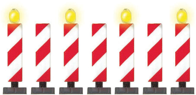 Highway Construction Markers/Stanchions -- 4 w/LED Lights, 3 Unlighted