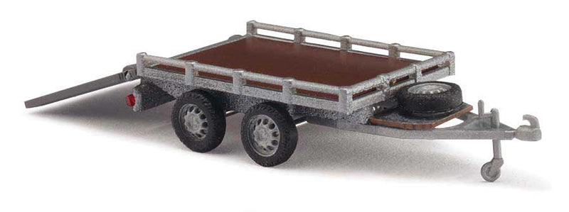 Small Flatbed Trailer with Ramp -- Silver