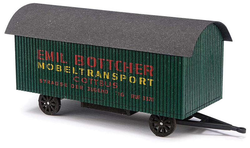 Wooden Trailer with Round Roof -- Emil Bottcher (green, black, German Lettering)