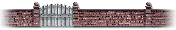 Stone Wall w/Metal Gate