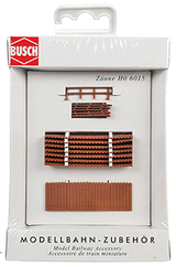 Wood Fence - Kit (Plastic) -- 8 Board & 6 Wood Rail Sections-1