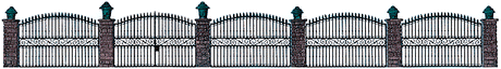 Wrought Iron Fence w/Brick Posts -- 25-1/2"  65cm