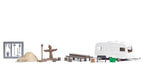 Permanent Camper Trailer -- Trailer, Scarecrow, Grill, Picnic Table, Garden Details, Fence-2
