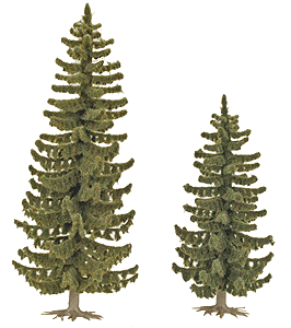 Spruce Trees pkg(2) -- 3-5/8 x 4-13/16"  90 & 120mm Tall
