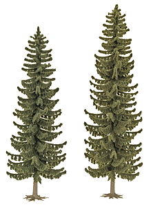 Spruce Trees pkg(2) -- 6-13/16 & 7-13/16"  170 & 195mm Tall