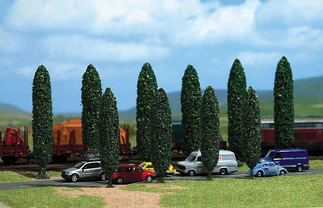Poplar Trees pkg(10) -- Four: 3-13/16"  9.5cm; Six: 3"  7.5cm Tall