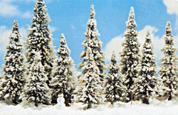 Winter Set -- Includes 10 White Trees, Snowman, Aviary and Snow-Powder