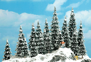 Snow-Covered Pine Trees -- 2-3/8 to 5-3/8"  6 to 13.5cm pkg(20)