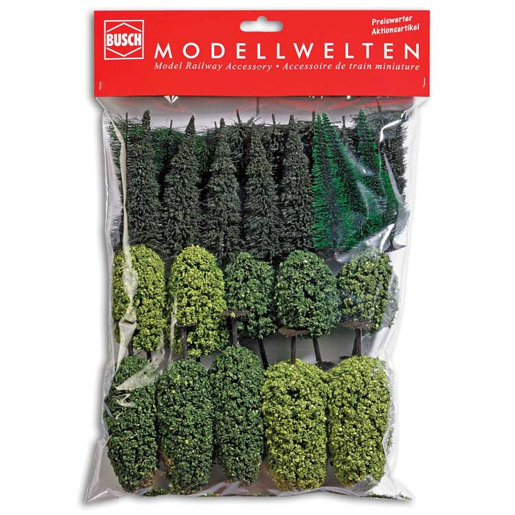 Mixed Forest Trees -- 10 Deciduous & 19 Coniferous 3 - 5"  7.5 - 12.5cm Tall