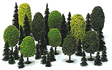 Mixed Forest Trees pkg(35) -- 10 Deciduous: 1-31/32 to 3-15/16"; 25 Pine: 1-31/32 to 4-5/16"