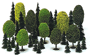 Mixed Forest Trees pkg(35) -- 10 Deciduous: 1-31/32 to 3-15/16"; 25 Pine: 1-31/32 to 4-5/16"