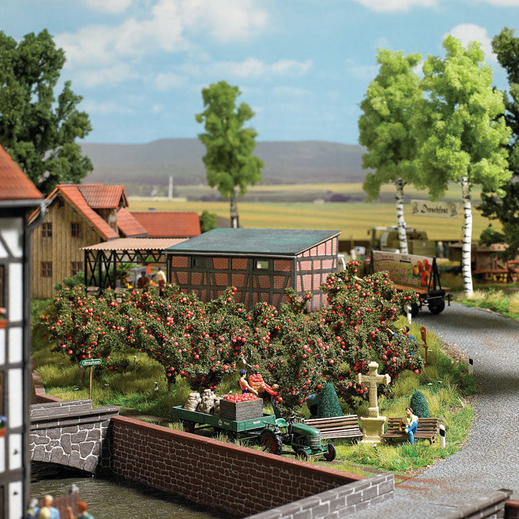 Apple Orchard Harvest Scene w/Details -- 10 Trees, Field Crates, Ladders & Sacks-1