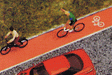 Roadway -- Bicycle Path - 39-3/8 x 9/16"  1m x 14.5mm (red, gray, Bicycle Symbol)