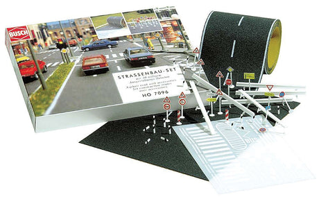 Road Construction Set -- 78-3/4"  2m of Paved Road, Paved Area Mat & 50 European Signs-2