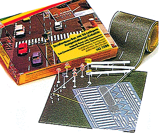 Road Construction Set -- 78-3/4"  2m of Paved Road, Paved Area Mat & 50 European Signs-1