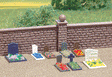 Complete Miniature Scene -- Graves Surrounded by Boxwood Hedges pkg(5)-1