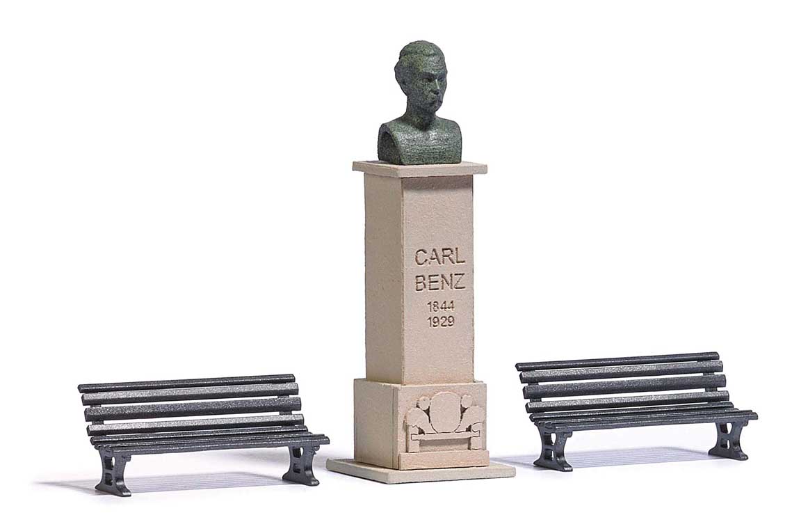 Carl Benz Statue with 2 Benches-2