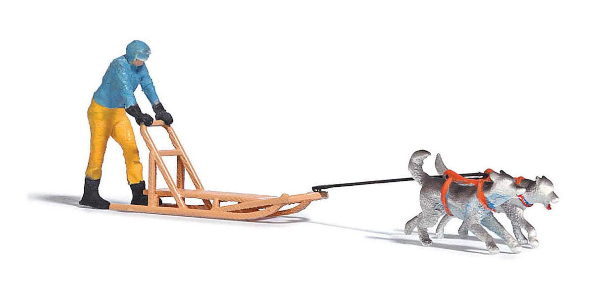 Dogsled Team #2 -- Sled, Musher, 2 Huskies-2