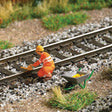 Railway Worker with Skates (Drag Shoes) -- Figure, Wheelbarrow, 4 Skates-1