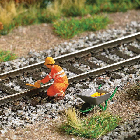 Railway Worker with Skates (Drag Shoes) -- Figure, Wheelbarrow, 4 Skates-1