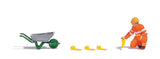Railway Worker with Skates (Drag Shoes) -- Figure, Wheelbarrow, 4 Skates-2