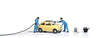 Complete Miniature Scene -- Fill 'Er Up Gas Station Scene, Fiat 500, 2 Station Attendants, Accessories-1