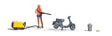 Complete Miniature Scene -- Scooter Wash with Pressure Washer, Bucket and Woman Figure-1