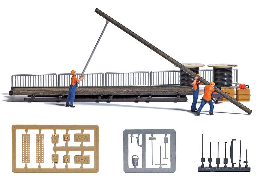 Installing Power Poles with 3 Figures Miniature Scene-1