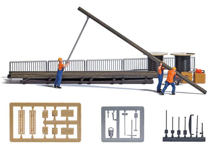 Installing Power Poles with 3 Figures Miniature Scene-1