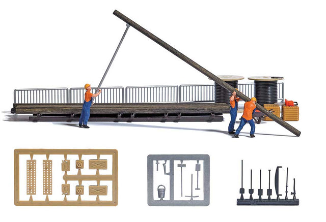 Installing Power Poles with 3 Figures Miniature Scene-1