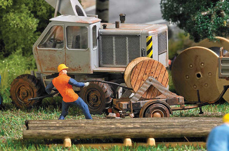 Cable Reel on Trailer with Figure Miniature Scene-2