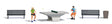 Table Tennis - Ping Pong Miniature Scene -- 2 Player Figures, 2 Garbage Cans, Playing Table and 2 Benches-1