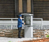 Dispatcher Signal Mast Telephone Miniature Scene -- Telephone Box, DR Worker Figure, Safety Railing-3