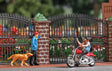 American Motorcycle with Biker Figure - Assembled - Action Set -- Red-1