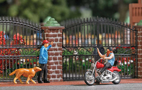 American Motorcycle with Biker Figure - Assembled - Action Set -- Red-1