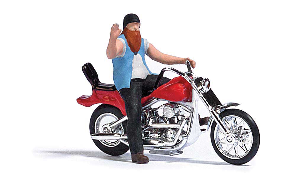 American Motorcycle with Biker Figure - Assembled - Action Set -- Red-2