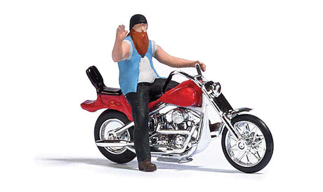 American Motorcycle with Biker Figure - Assembled - Action Set -- Red-2