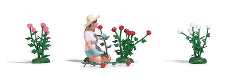Rose Picker - Action Set -- Figure, 3 Rose Plants-2