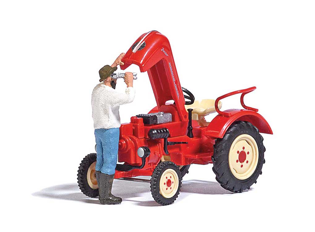 Porsche Farm Tractor with Hood Up and Figure - Action Set-2