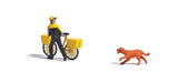 German Post Letter Carrier - Action Set -- Bicycle, Rider Figure, Chasing Dog-2