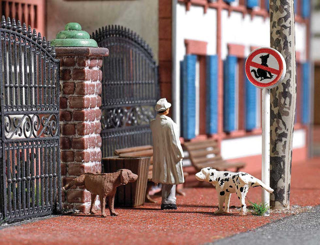 Peeing Dogs - Action Set -- 2 Each: Dogs, Park Benches, Garbage Cans, No Dogs Signs-1